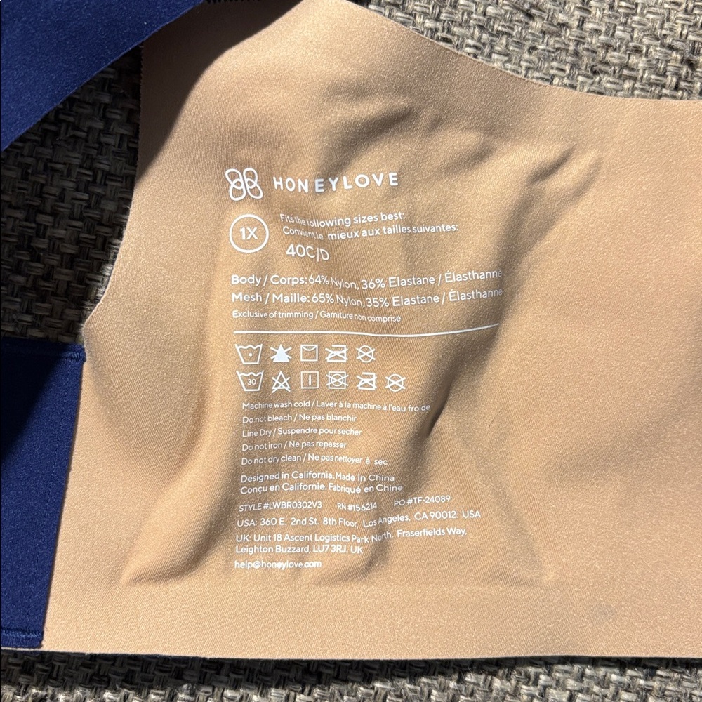 HoneyLove LiftWear Crossover Bra in Navy SZ 1X 40C/D EUC - Picture 5 of 5